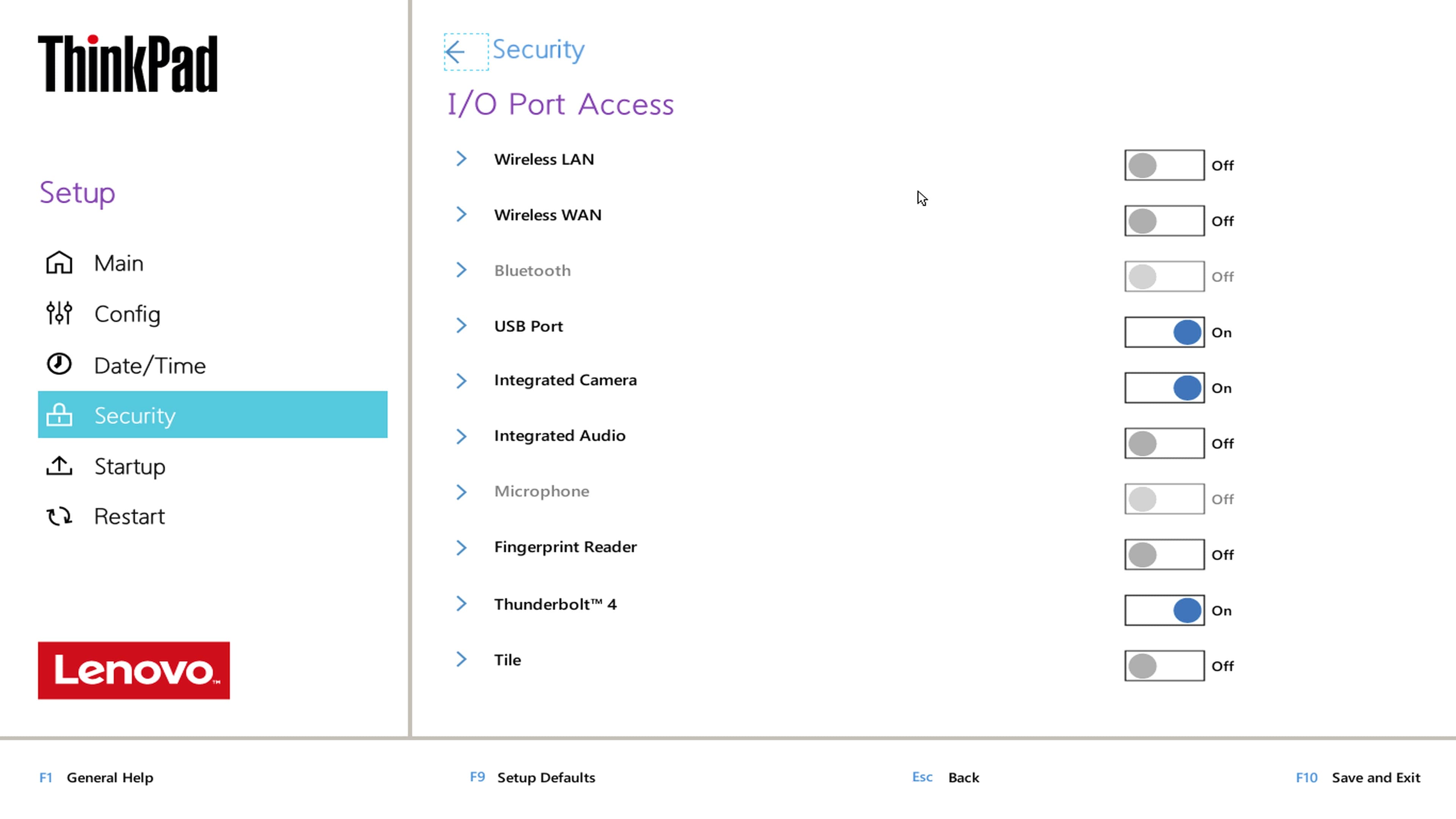 I/O Port Access, BIOS menu may differ
